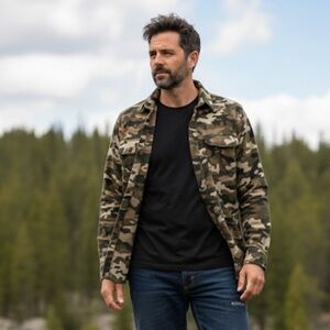 GOODFELLOW & CO Men's Green Camo Standard-Fit‎ Button-Up LS Shirt SZ XL NWOT